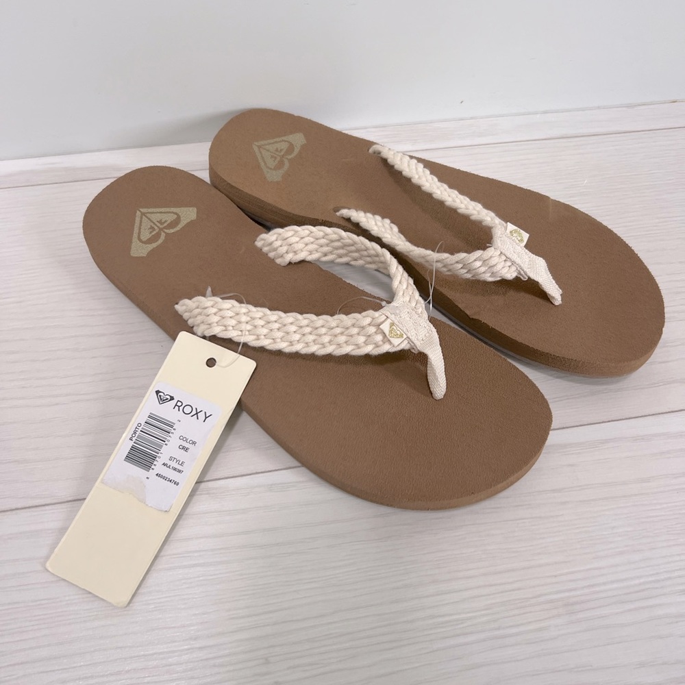Roxy womens Porto Sandal Flip Flop Sandal Natural colour